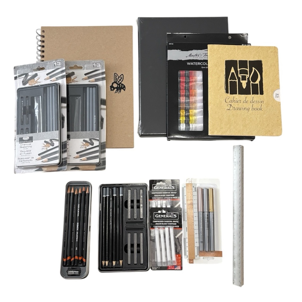 Sketching Supply Set with Kraft Drawing Books and Neutral Pencils